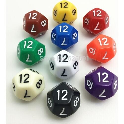 10pcs/set T&G Colorful D12 Dice Set Opaque effect,DnD 12 side Digital number 1-12 for Rpg Board Game