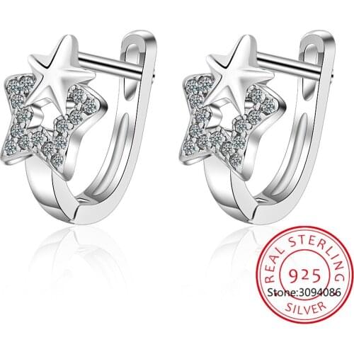 17 Styles Hoop Earrings Sterling Silver 925 Cute Cat Star Round Small Ear Hoops for Women Jewelry Gifts for Girl BSE172