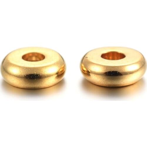200pcs 304 Stainless Steel Spacer Beads Flat Round Loose Disc Beads for Jewelry Making Handmade Golden 4x1.2mm Hole:1.2mm