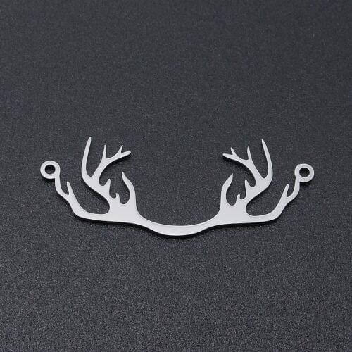 5pcs/lot 100% Stainless Steel Antler Connector Pendants Wholesale Jewelry Making Charms Accept OEM Order Top Quality