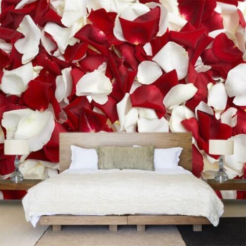 5d Papel Mural Red and White Rose Flower Petals 3d Wall Mural for Marriage Wedding Room 3d Wall Photo Murals Wallpaper for walls