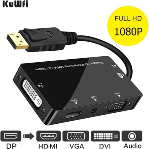 DP to VGA DVI HD-MI Adapter Cable DisplayPort Converter Display Port Video Adapter for PC Laptop Computer HDTV Monitor Projector