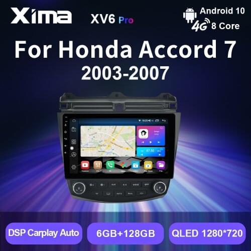 XIMA V6 Pro Radio 2 din Android Auto Carplay Autoradio Car Multimedia Video Plyaer For Honda Accord 7 2003-2008 5G WIFI GPS DVD