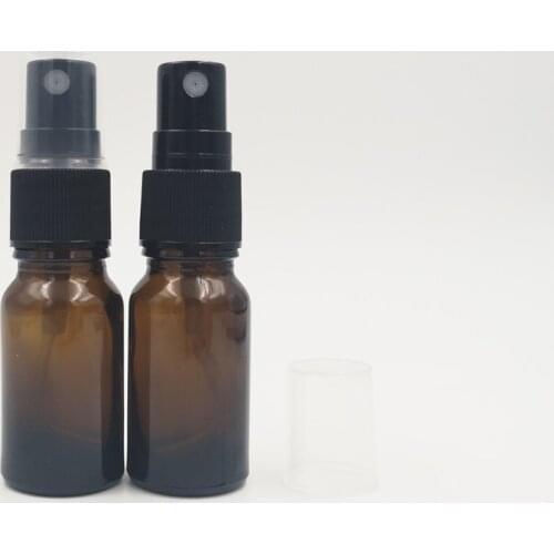 FreeShip 10PCS 15ml Spray Bottle Beauty Empty Amber Glass Bottles Essential Oil Mist Spray Container Case Refillable Travel