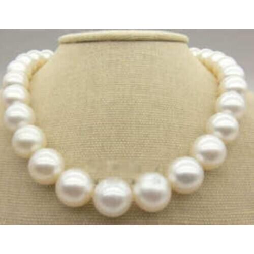 FREE SHIPPING>12-15MM AAA+ South Sea white pearl necklace 18"