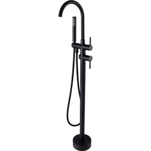 Free ship Double Handles Clawfoot Bathtub Filler Handshower Faucet Floor Mounted Bathtub Filler Shower Roman Tub Faucet Set
