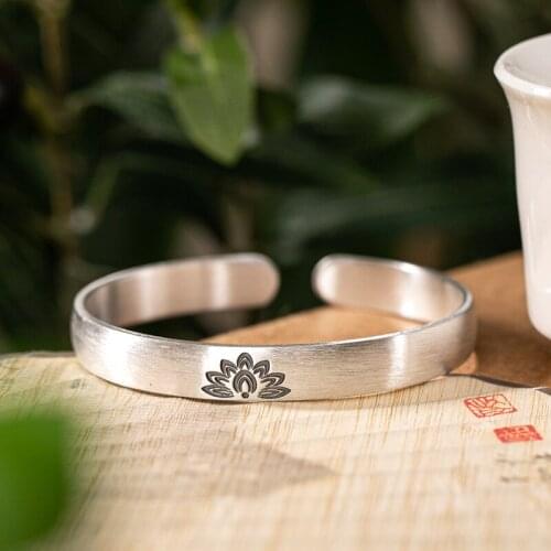 Bracelet womens fashion simple temperament lotus pure silver bracelet bracelet birthday gift to girlfriend mother