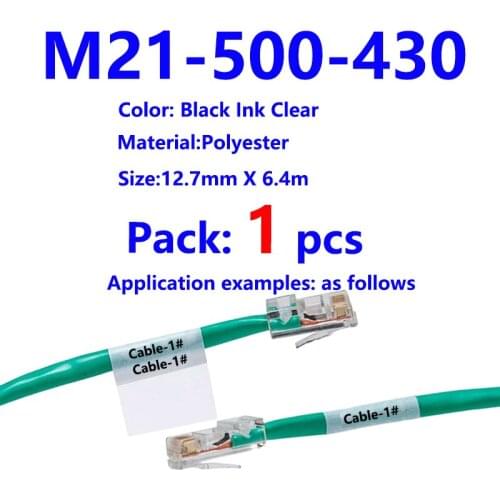 BMP21 plus M21 500 430 label maker Polyester film black on clear for BMP21 plus BMP21-LAB BMP21 ID PAL 12.7mm*6.4m Label Ribbon