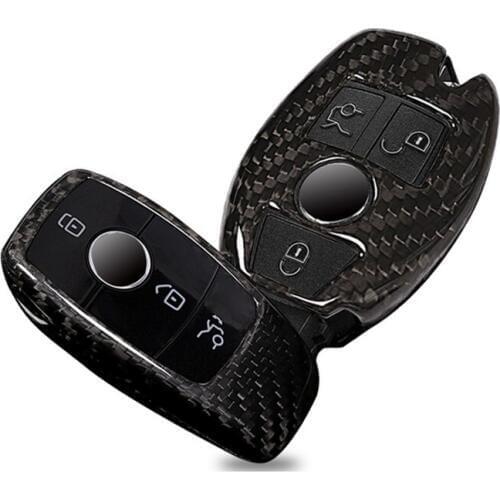Real Carbon Fiber Car Key Shell Cover Trim For Mercedes Benz S Class W222 E Class W213 C Class W205 GLC X253 Car Accessory