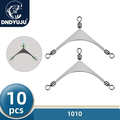 DNDYUJU 10pcs Size4-10#American 3 Way Stainless Steel Fishing Jig Head Swivels Rolling Pole Connector Tackle Fishing Accessories