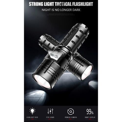 Flashlight Waterproof New XHP70 Glare Flashlight USB Charging Smart OLED Display Glare 2 switch Modes Tactical Flashlight 5