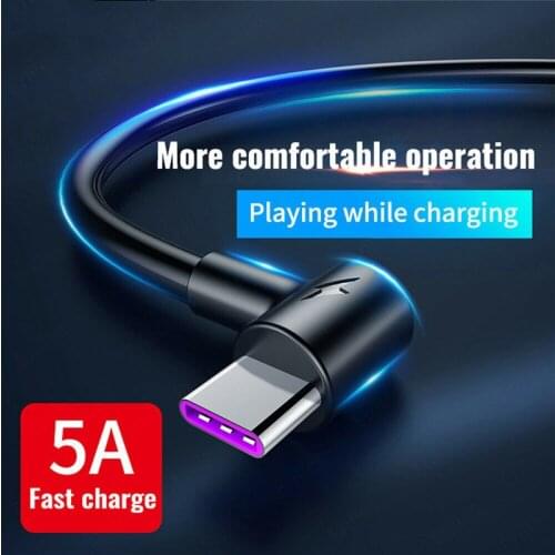 5A Type C Cable 3A Micro USB Quick Charge For iPhone Xiaomi Mobile Phone Fast Charging USB Cable 90 Degrees Charger Wire Cord
