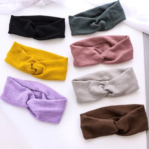Classic Womens Stretchy Headband Sport Knitted Solid Color Hair Band For Girl Striped Flat Elastic Hair Accessories Lady