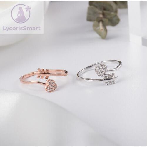 LycorisSmart 925 Sterling Silver Love arrow Rings for Women Statement Cuff Adjustable Ring & Best Gift