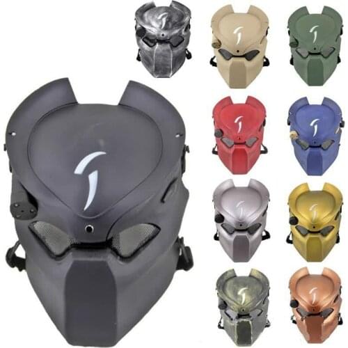 Alien Vs Predator Lonely Wolf Mask With Lamp Outdoor Wargame Tactical Mask Full Face Cs Mask Halloween Party Cosplay Horror Mask