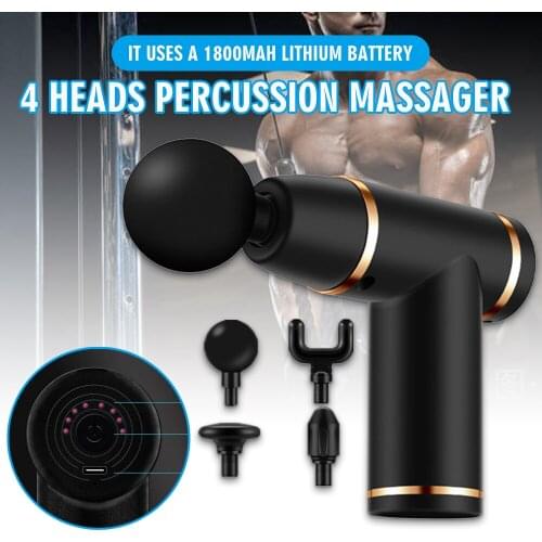 4 Heads Massage Percussion Massager Muscle Relaxing Deep Tissue Therapy Muscle Back Head Massager For Pain Relief