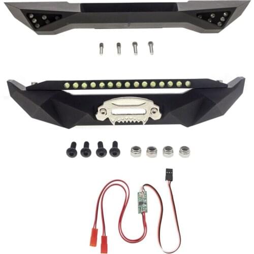 Metal Front & Rear Bumper with LED Light for 1/10 RC Crawler Axial SCX10 II 90046 SCX10 III AXI03007 Upgrade Parts