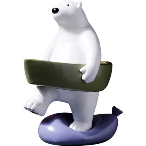Cute Polar Bear Swimming Boating Playing Musical Instrument Decor Accesories For Home Statues Sculptures Figurines For Interior
