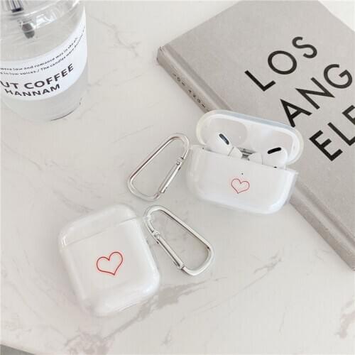 Fashion Heart Case For Airpods Case soft Transparent PC Wireless Bluetooth Earphone Case Cover For Air Pods Earphone Accessorie