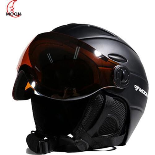 MOON Ski helmet integrated full coverage protector white self contained goggles 2-in-1Visor Ski Snowboard Helmet helmet cover 6