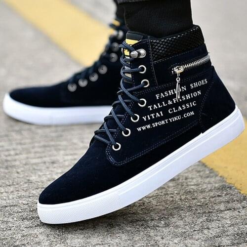 Men Canvas Shoes 2020 Fashion High Top MenS Casual Shoes Breathable Canvas Man Lace Up Add High Quality + High Quality Suede