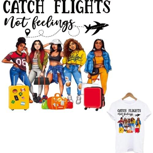 Friends Black Girl Patches For Clothing Print-On T-Shirt Hoodies Heat Transfer Sticker Go To Travel Girl Iron On Patch Decor