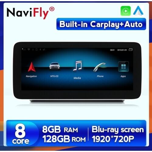 NaviFly 12.5" Car Radio GPS player For benz C-Class W205/GLC-Class X253/V-Class W446 2015-2018 NTG 5.0 8+128G DSP carplay