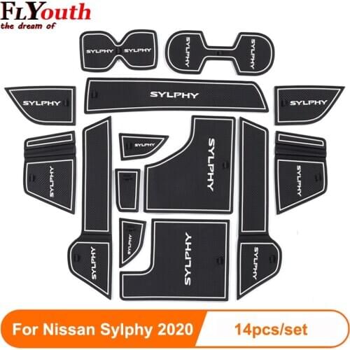 Anti-Slip Gate Slot Cup Mat For Nissan Sylphy 2020 Interior Non-slip mat Accessories Door Pad 14pcs Car Styling