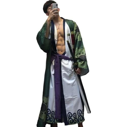 New One Piece Roronoa Zoro Kimino Cosplay Costume Halloween Costumes Christmas Cosplay Suits Custom Made All Size Adult Costume