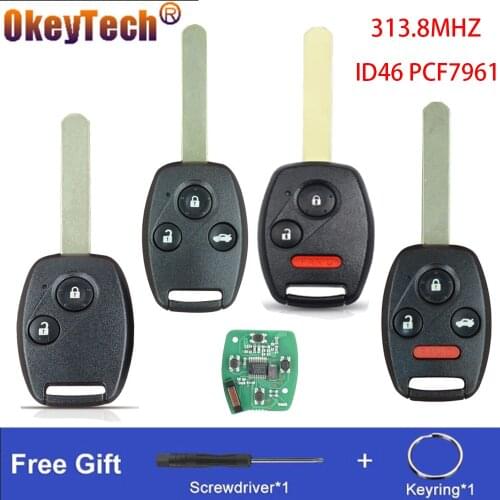 OkeyTech 2/ 3/4 Buttons Remote Control Car Key Fob For Honda Accord CR-V HR-V 2008- 2012 313.8MHZ ID46/PCF7961 Chip MLBHLIK-1T
