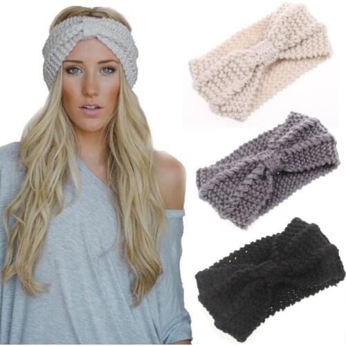 Fertile 2020 Winter Knotted Knitted Headband for Women Warmer Ear Solid Color Turban Hairband Women Hair Accessories
