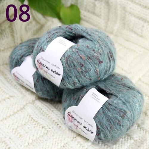 Sale 3SkeinX50gr Luxury Fluffy Soft NEW MOHAIR Shawls Hand Knit Crochet Yarn Lake blue 825-08-3