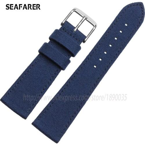 Wholesale Prices Black Red Blue 18mm 20mm 22mm 24mm Canvas Genuine Leather Inner Watchband Two Parts Watch Strap Nylon Watchband