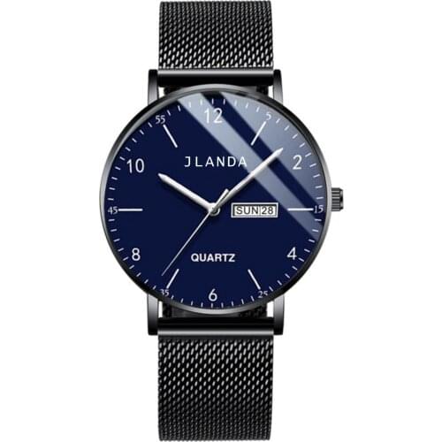 Luxury 2021 JLANDA New Simple Trend Student Mens Quartz Watch Starry Sky Luminous Calendar Mesh Belt Waterproof Watch