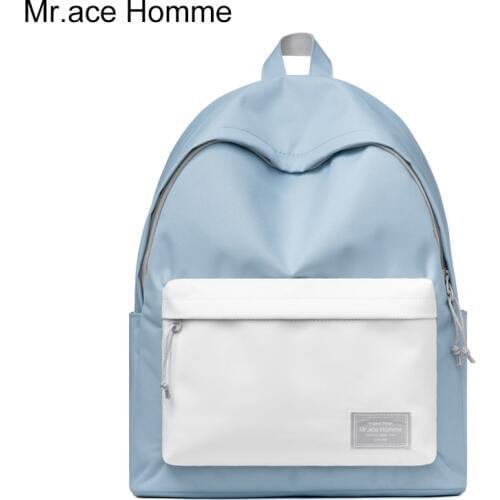 Blue and white color brand backpack women school backpack men 14inch laptop bagback college bag for gril travel shoulder bag boy
