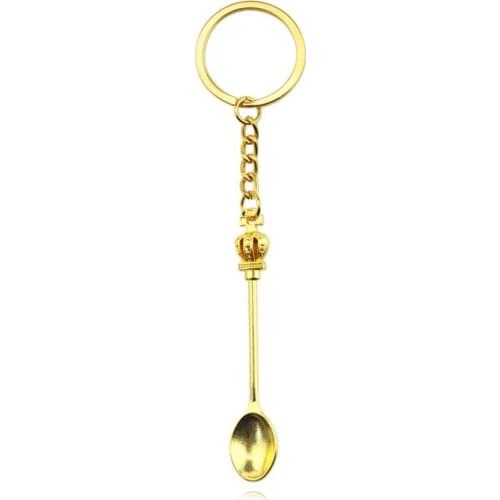 Zinc Alloy Classical Crown Shape Pendant Spoon Keychain Bag Key Ring Small Gift Durable Jewelry Pendant