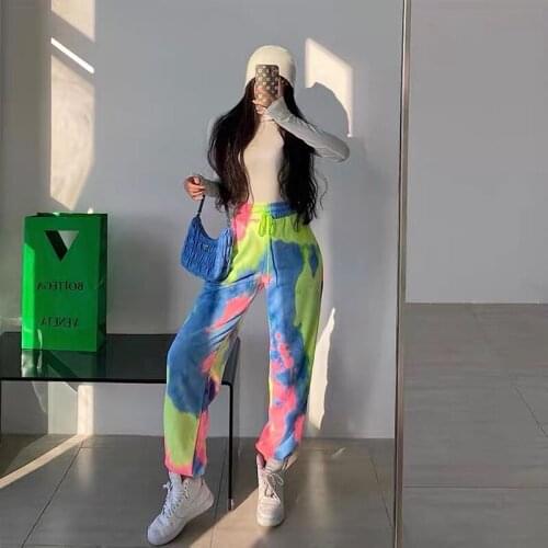 Sweatpants women baggy personality tie-dye color slimming casual pants harem pants European and American fashion streetwear