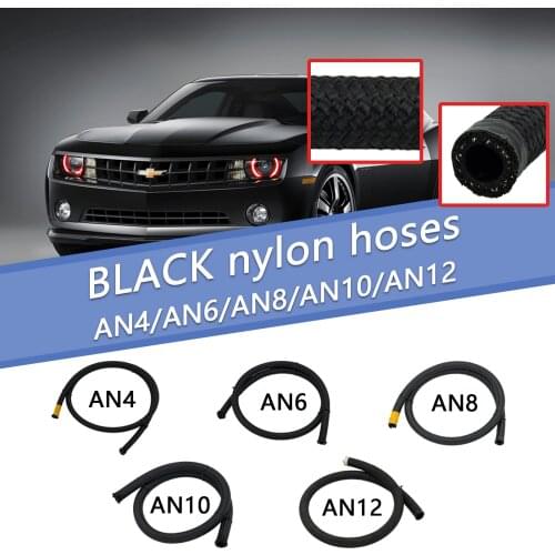 Universal 1M/3M/6M AN4 AN6 AN8 AN10 AN12 Fuel Hose Oil Gas Cooler Hose Line Pipe Nylon Stainless Steel Braided Inside CPE Rubber