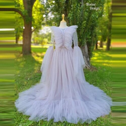 Vintage Tulle Fashion Dresses Long Sleeves Real Image Women Maternity Photo Shoot Dressing Gowns Long Train See Thru