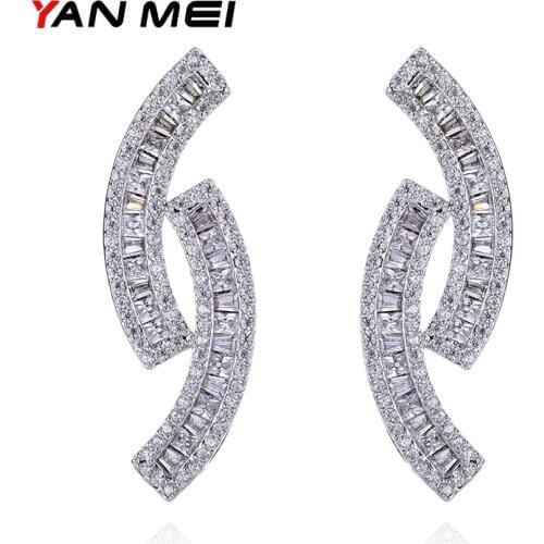 YANMEI Two semicircles together dangle earrings for ladies Brincos Pendientes Mujer Fashion Jewelry YME7701