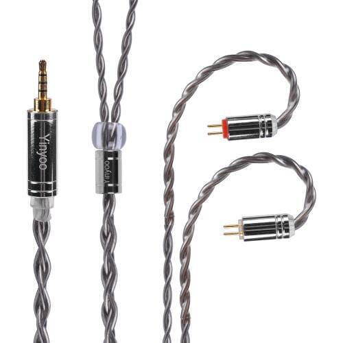 Yinyoo 4 Core 7N Single Crystal Copper Cable 2.5/3.5/4.4mm OCC Silver Plated Cable BLON BL-01 BL-03 KZ ZST X ZST TINHIFI T2 T4