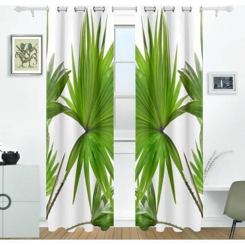 Palm Trees Leaf Curtains Drapes Panels Darkening Blackout Grommet Room Divider for Patio Window Sliding Glass Door 55x84 Inches