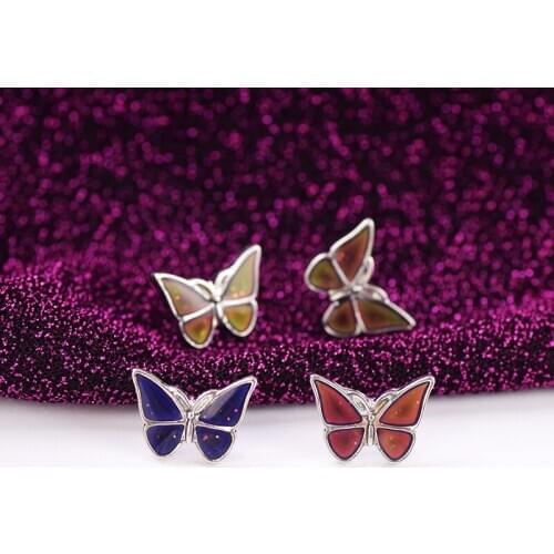 2020 Butterfly Mood Stud Jewelry Mood Butterfly Earring Temperature Control Color Change Feeling Emotional For Girls Woman