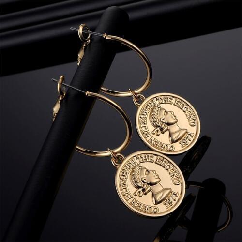 FNIO new fashion people avatar pendant earrings female models bohemian long paragraph coins earrings jewelry gifts
