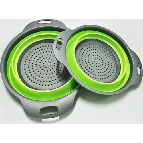 1PCS Folding Drain Basket round Washing Vegetable Basket Retractable Fruit Basket Drain Bowl