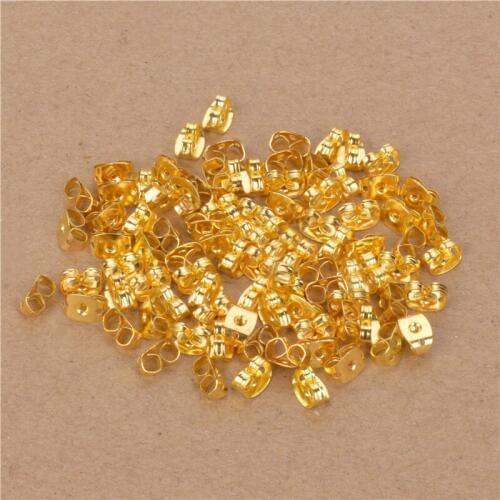 100Pcs Alloy Earring Backs Bullet Stoppers Earnuts Earring Plugs DIY Gold Silver Bronze Plated Findings Jewelry Accessories
