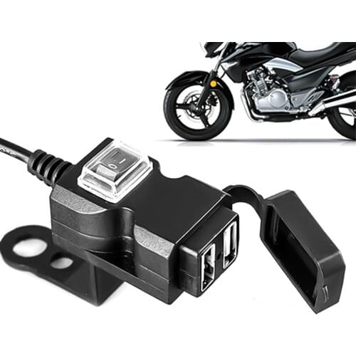 12V-24V Dual USB Port Waterproof Motorbike Motorcycle Handlebar Charger Adapter Power Supply Socket for iphone samsung huawei