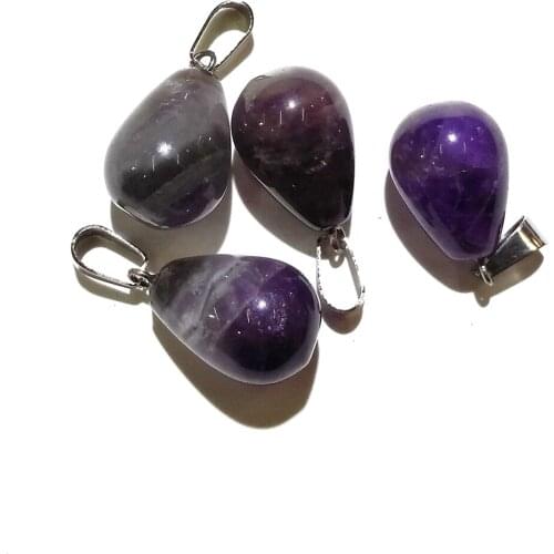 3 PCS Natural Stone Gemstone Pendant Amethyst Suitable for DIY Jewelry Necklace Bracelet Sweater Chain Pendants Making 16x24 Mm