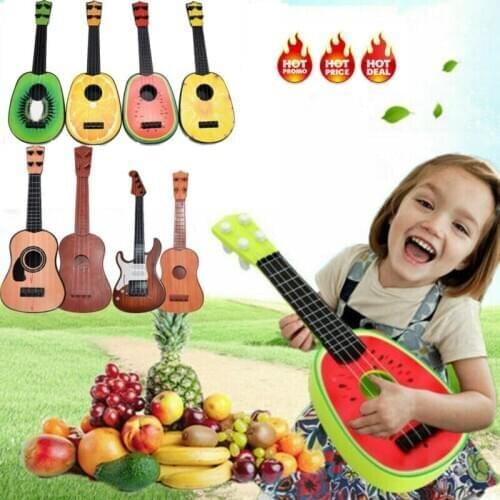32CM Children Kids Learn Guitar 4 String Ukulele Cute Mini Fruit Can Play Simple Musical Ukulele Toys Gifts