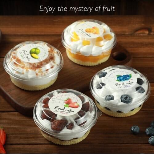 50pcs High quality ice cream disposable fruit box transparent 230ml 330ml creative dessert cups takeaway packaging cake box